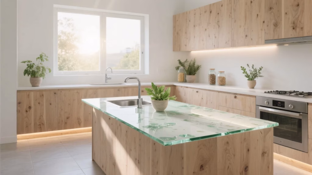 vidrio y metales recicldos para cocinas